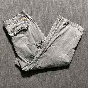 Carhartt Mens Relaxed Straight Cargo Pants Gray Cotton Work Wear 100272 38x30